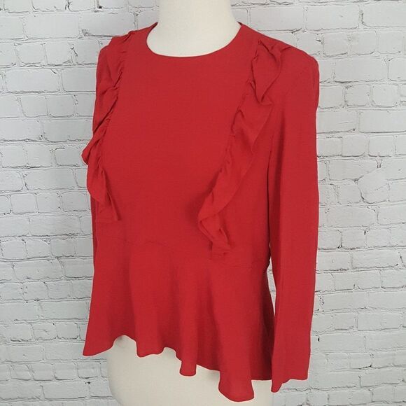 PAUL & joe sister domino peplum blouse red 0 NEW - Picture 4 of 7